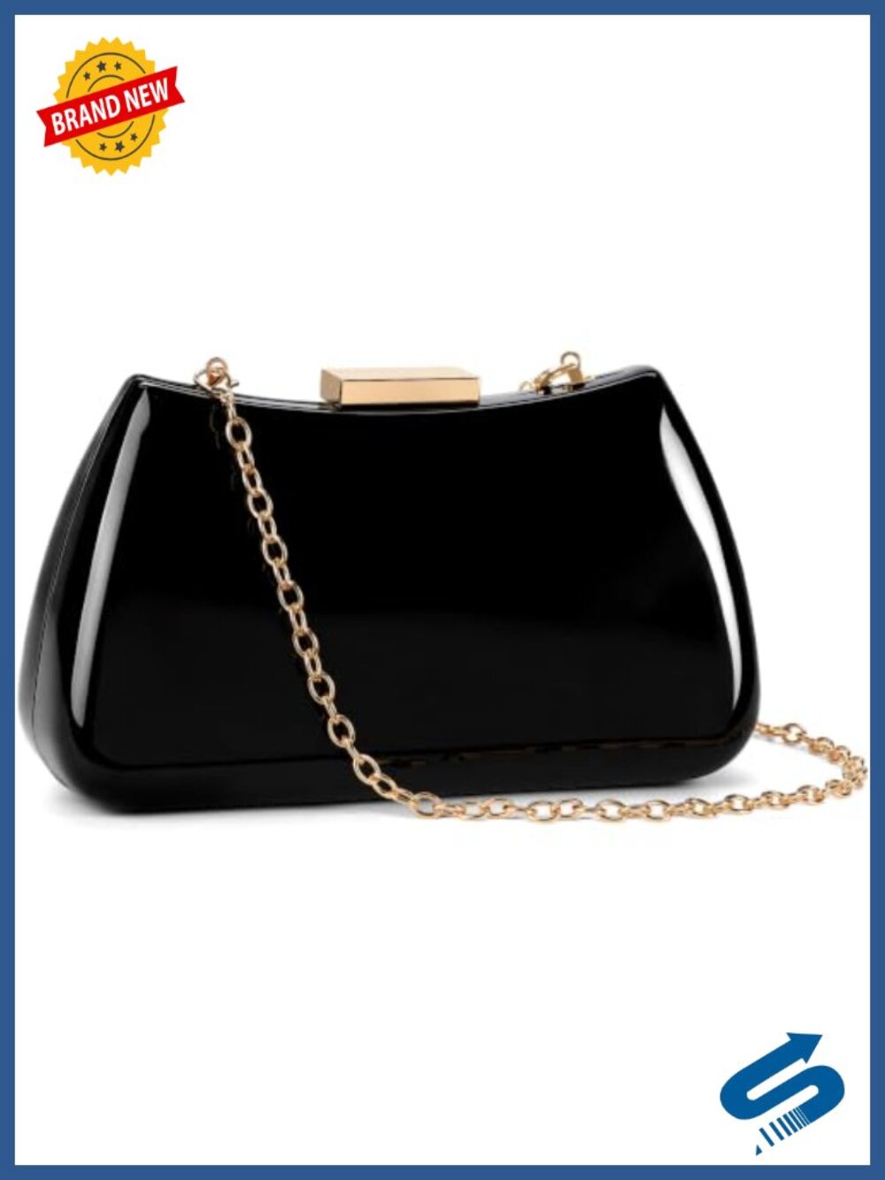 Trapezoid PU Leather Evening Clutch with Detachable Chain Strap